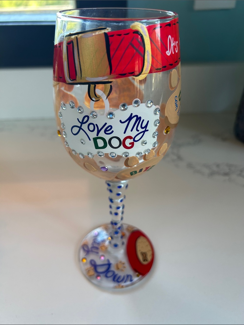 Love my dog wine glass
